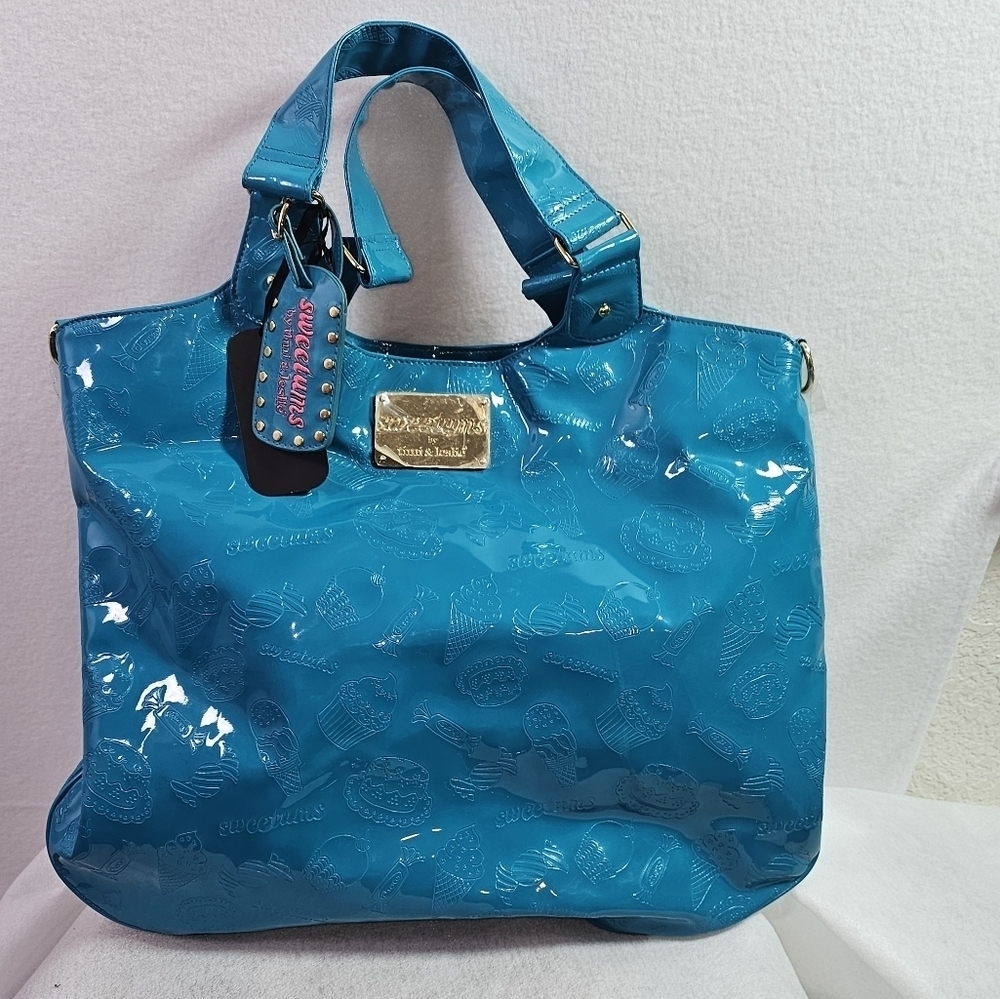 Sweetums By Timi & Leslie Blue Logo Embellished Tote/Baby Bag Inside Key Holder